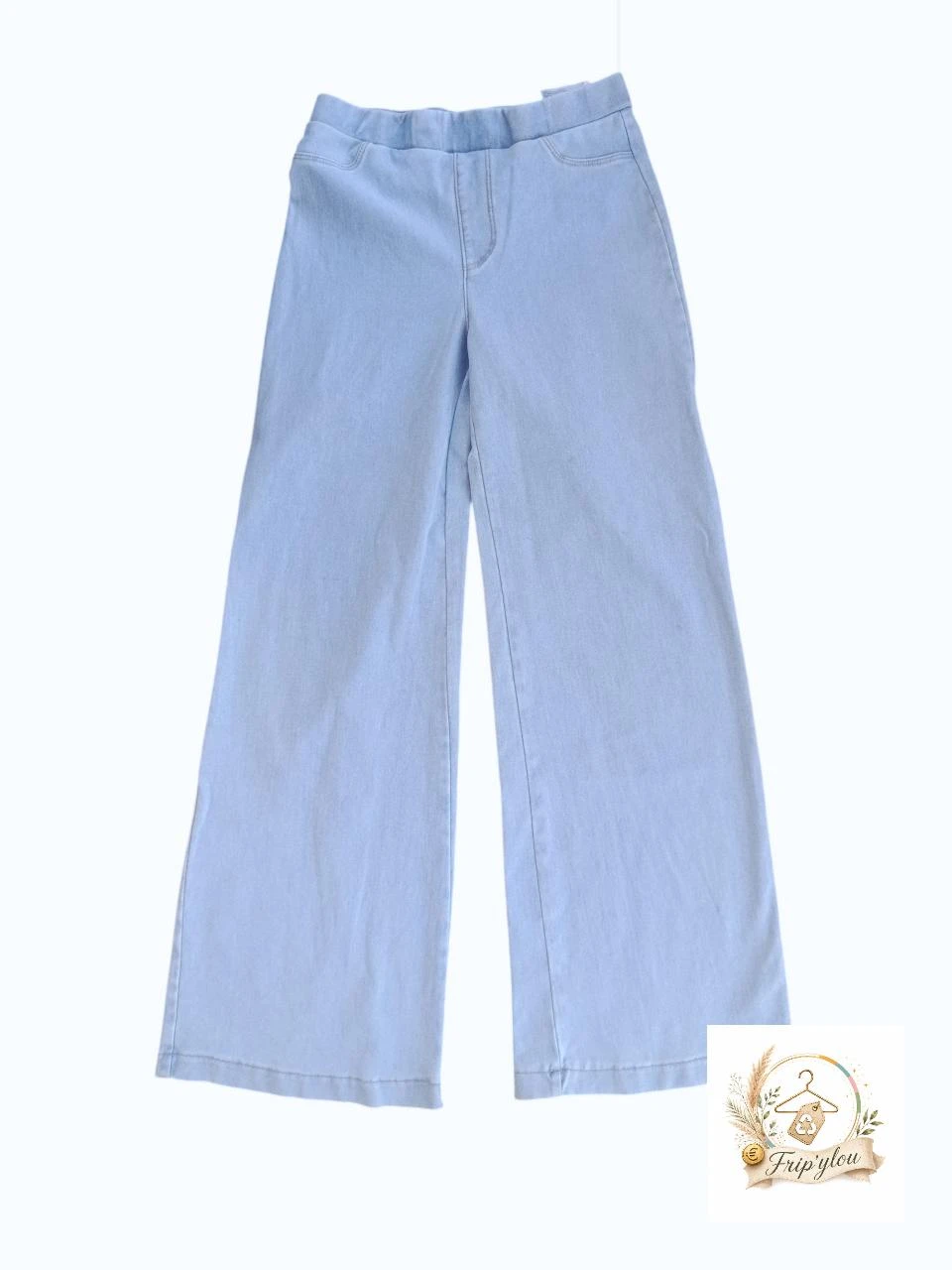 Pantalon large H&M bleu ciel  taille ajustable– 8/9 ans (134 cm) - A1765